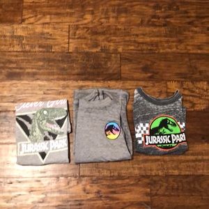 set of three jurassic park shirts